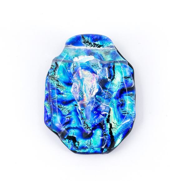 Vintage Artisan Dichroic Blue Iridescent Abstract Glass Pendant - Picture 2 of 6